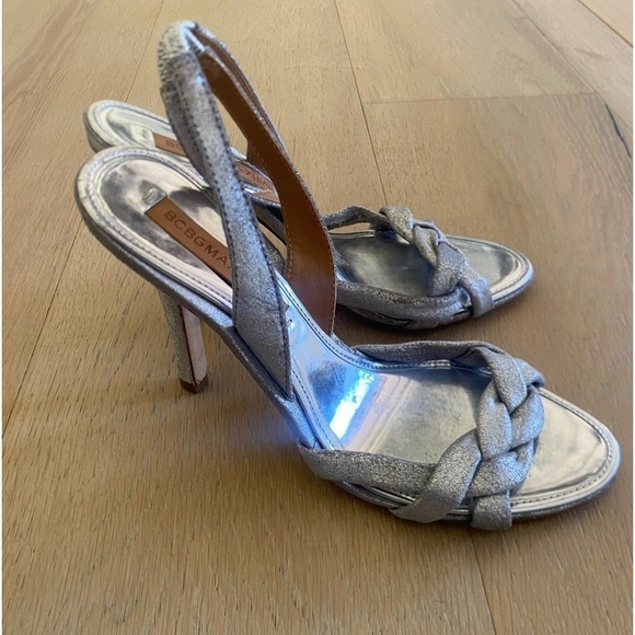 BCBG Max Azria leather heels silver metallic sz 6 - Picture 1 of 8